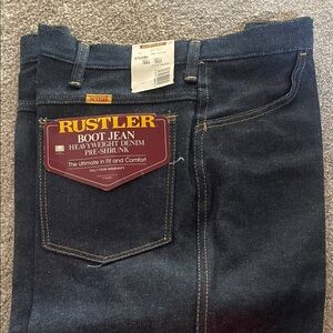 Rustler Men's Bootcut Jeans - Dark Blue -VINTAGE